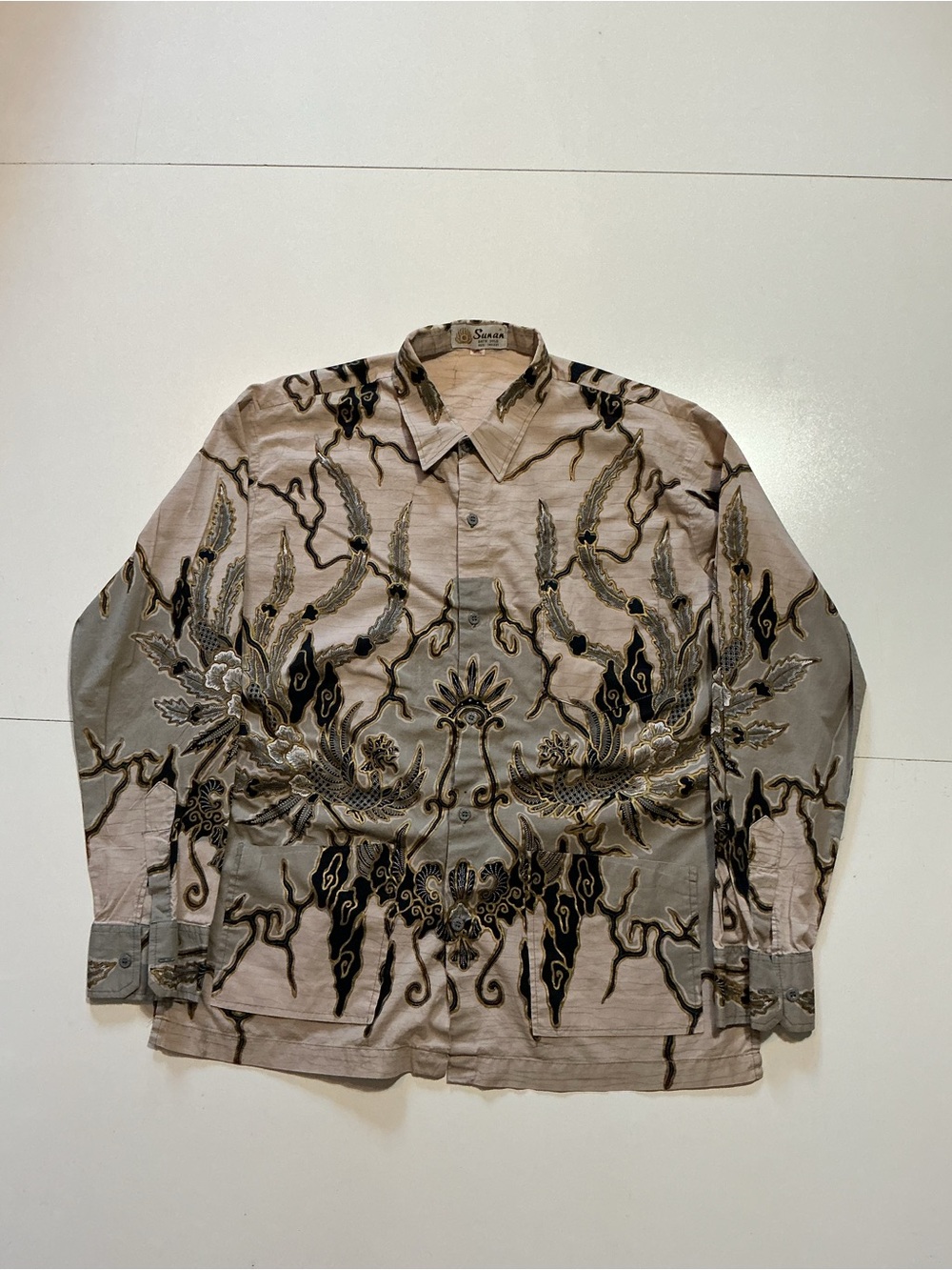 Vintage Sunan Batik Solo Indonesian All Over Print L/S Button Front Shirt